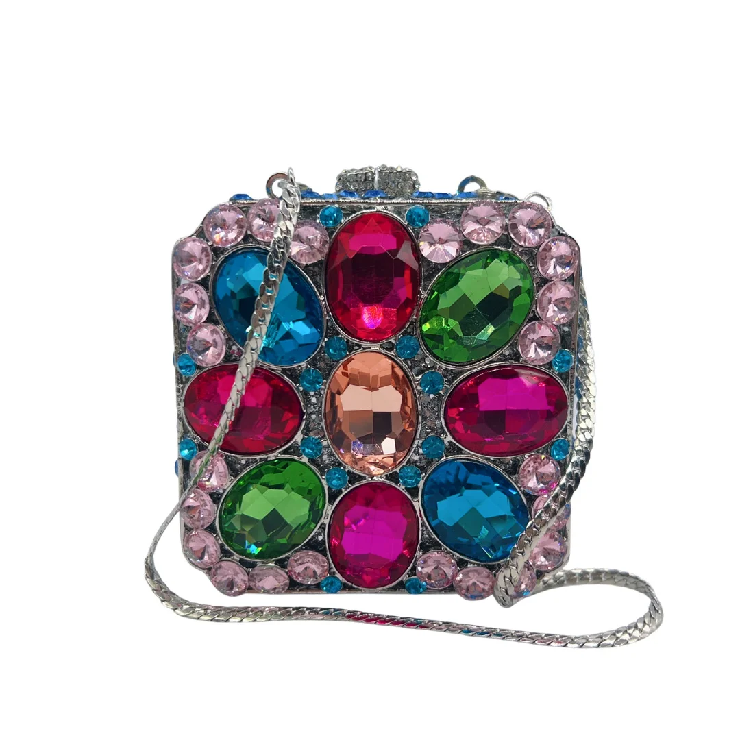 

XIYUAN Роскошный женский клатч с кристаллами, вечерняя сумка, вечерние сумки Minaudiere, свадебный кошелек с бриллиантами, большие металлические сумки со стразами