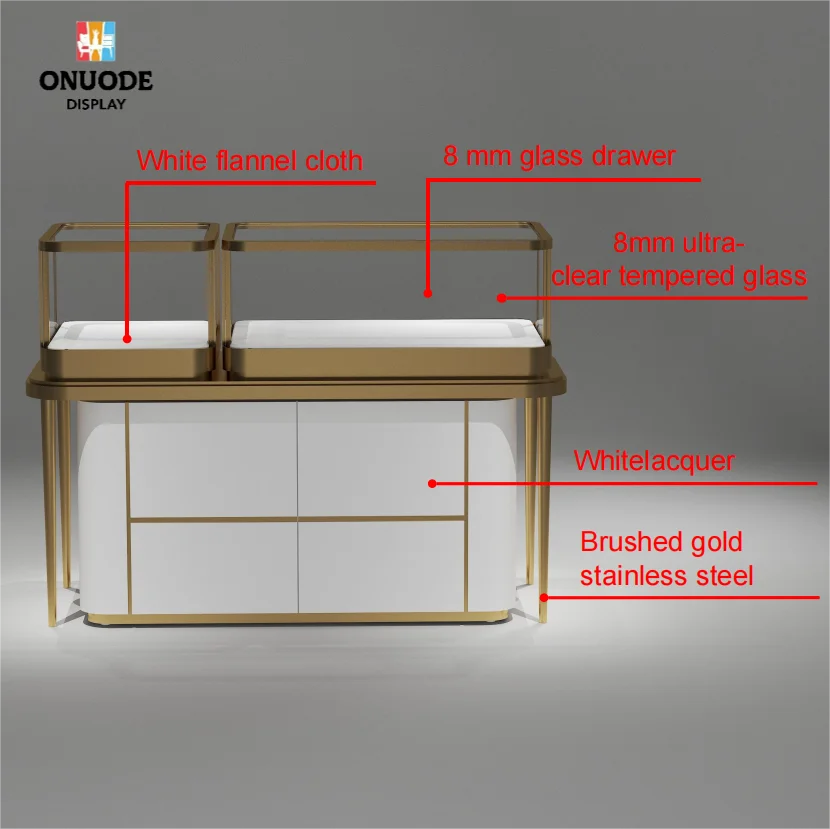 Custom.Custom LED Display Cabinet for Jewelry Necklace Showcase Counter Glass Store Display Case