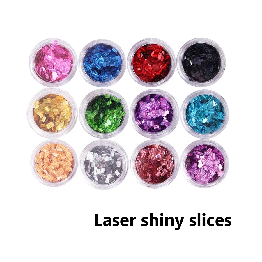 Colorful Nail Decoration Set, 12 Colors Nail Sequins Flakes Metallic Alphabet Laser Shiny Slices Nail Glitter Powder DIY Design