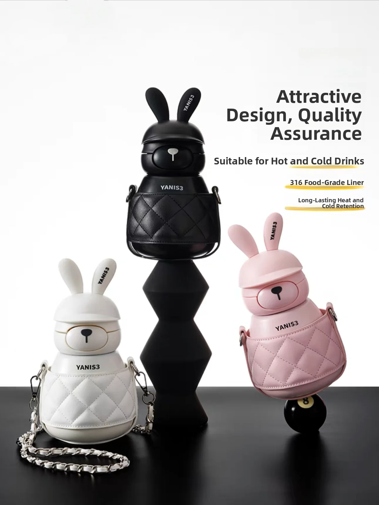 

Бутылка для воды YANIS3 «Милый кролик» с большой емкостью, из нержавеющей стали, для школьников