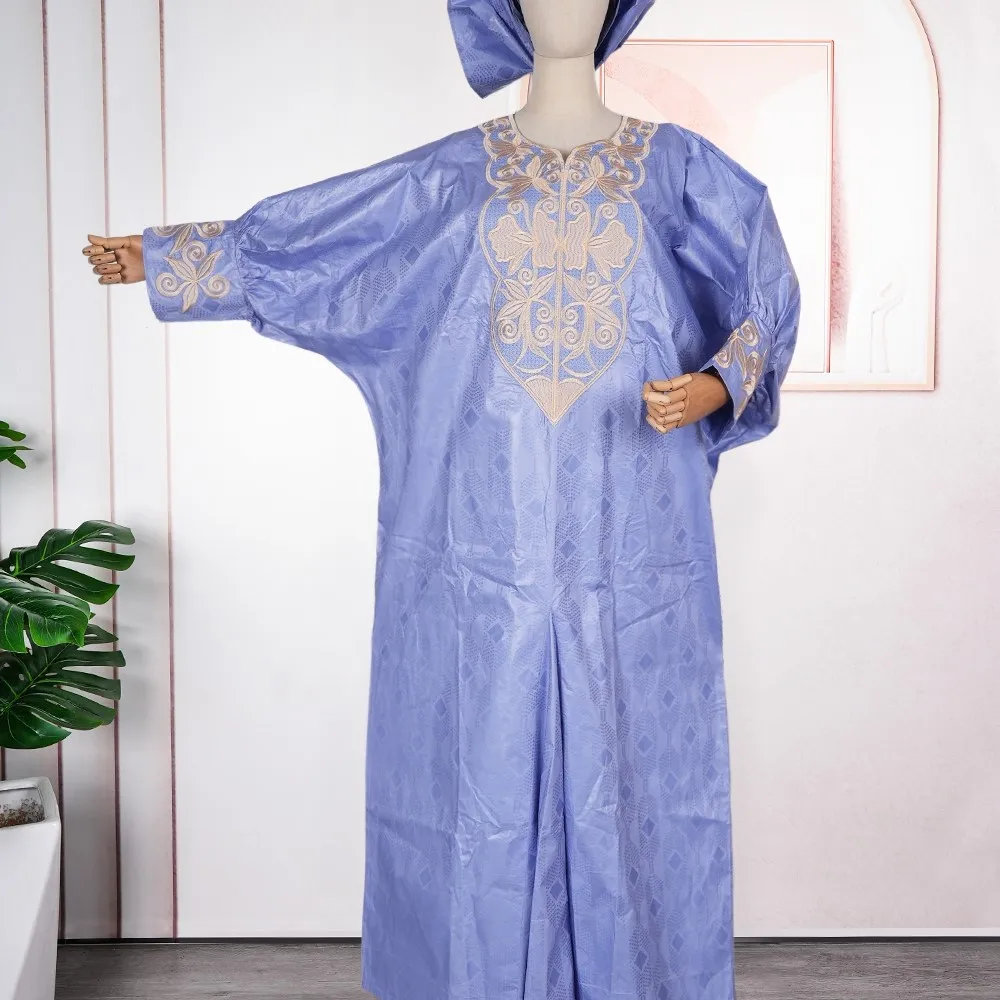 African For Men Women Agbada Couple Traditional Muslim Ramadan Embroidery Wedding Party Thobe Bazin Riche Outfits Blue Robe Suit