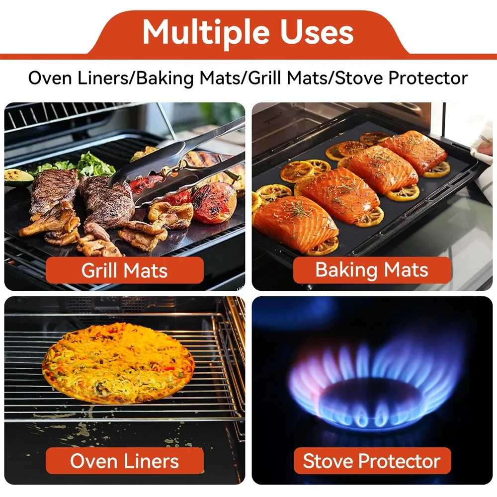 BBQ Mats Oven Liners Reusable Baking Mats Non-stick Teflon Outdoor Party Protective Mats Kitchen Tools Heat Resistant Grill Mats