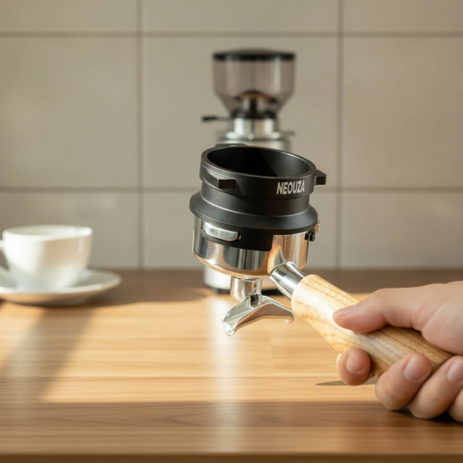 Three-Ear Dosing Collar Stepped Body 58 Mm Dosing Collar Portafilter Funnel Black Coffee Specialist Gear Wide Opening
