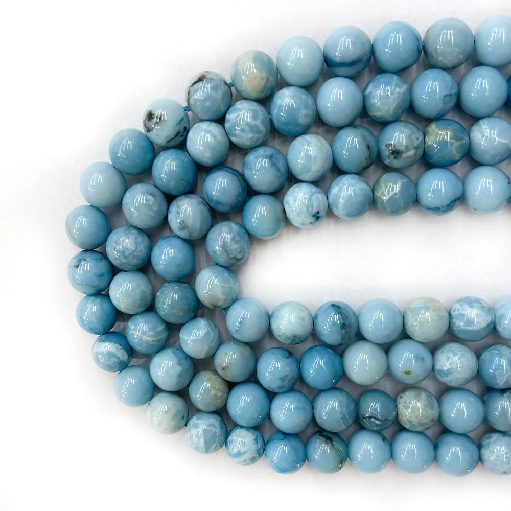 Natural Stone Sky Blue China Larimar Beads Round Shape Loose Beads for Jewelry Making Diy Bracelet DIY 4/6/8/10/12MM Wholesale