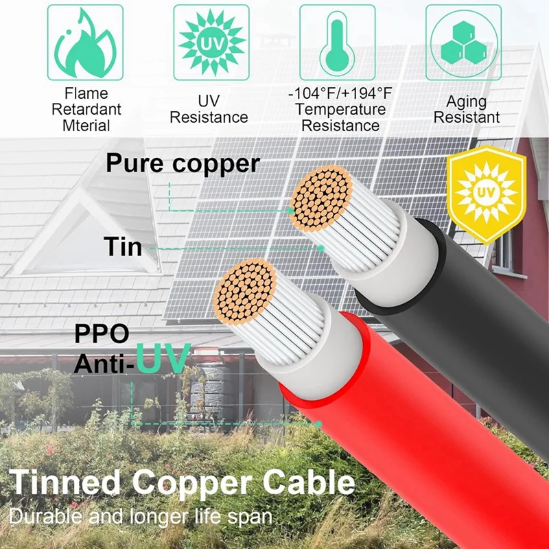 Solar Panels Connectors Cable 10AWG 2 to 4 Y Branch Parallel Adapter Tool-Free (FMM/MFF)