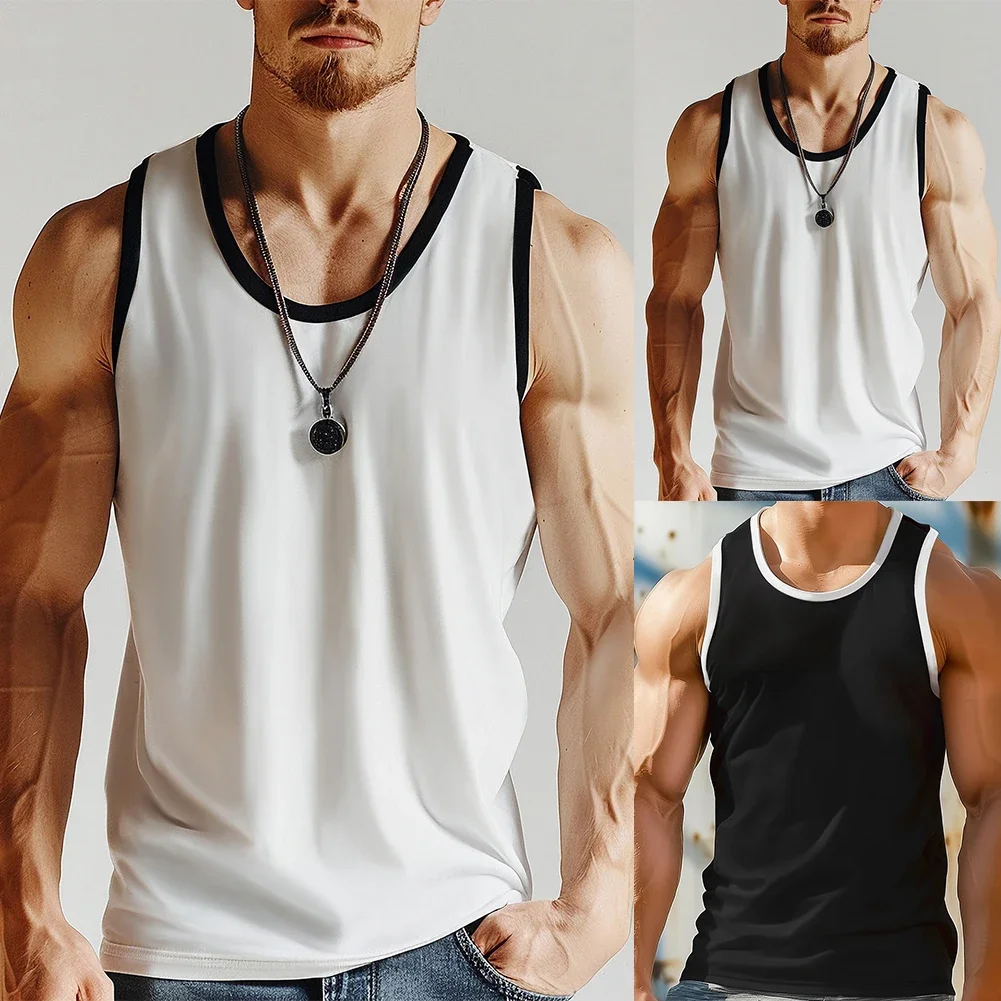Black Men Fitness Vest Activewear For Men Fitness Bodybuilding Men's Workout Gear 5 Spandex Fabric 95 Polyester Material