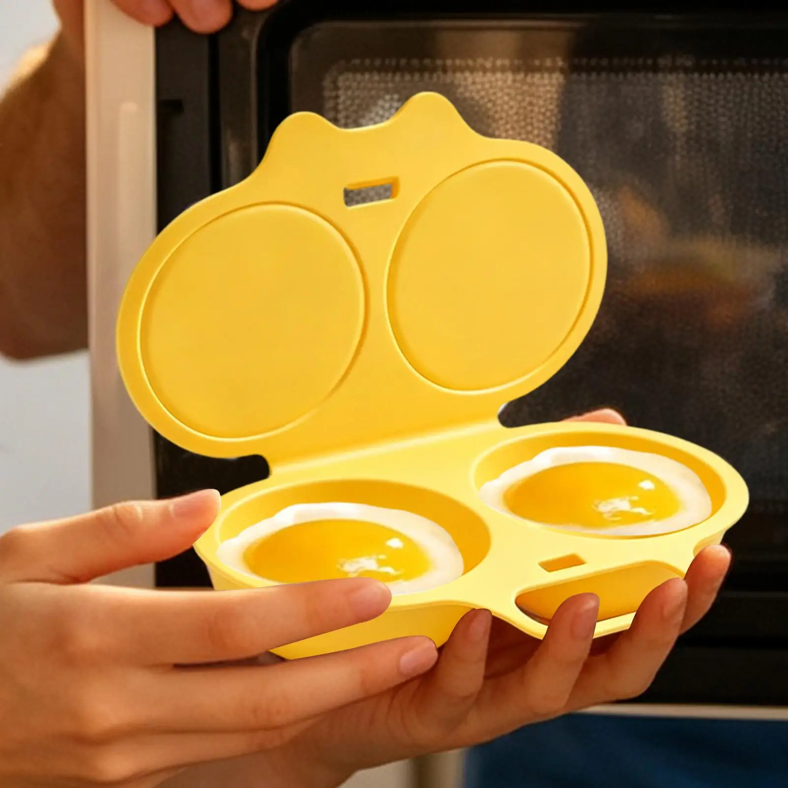 Nonstick 2 Cavity Microwavable Quick Boiler Poached Egg Cooker  Cooking Mold Egg Poacher Egg Poaching Cups with Ring Standers