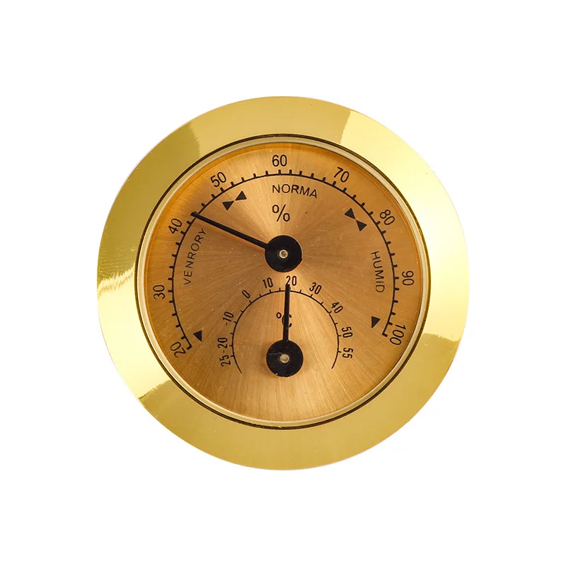 Humidor Cigar Hygrometer, Mini Portable Mechanical Hygrometer, Round, Accurate Humidity Gauge, Cigars Accessories, 50mm