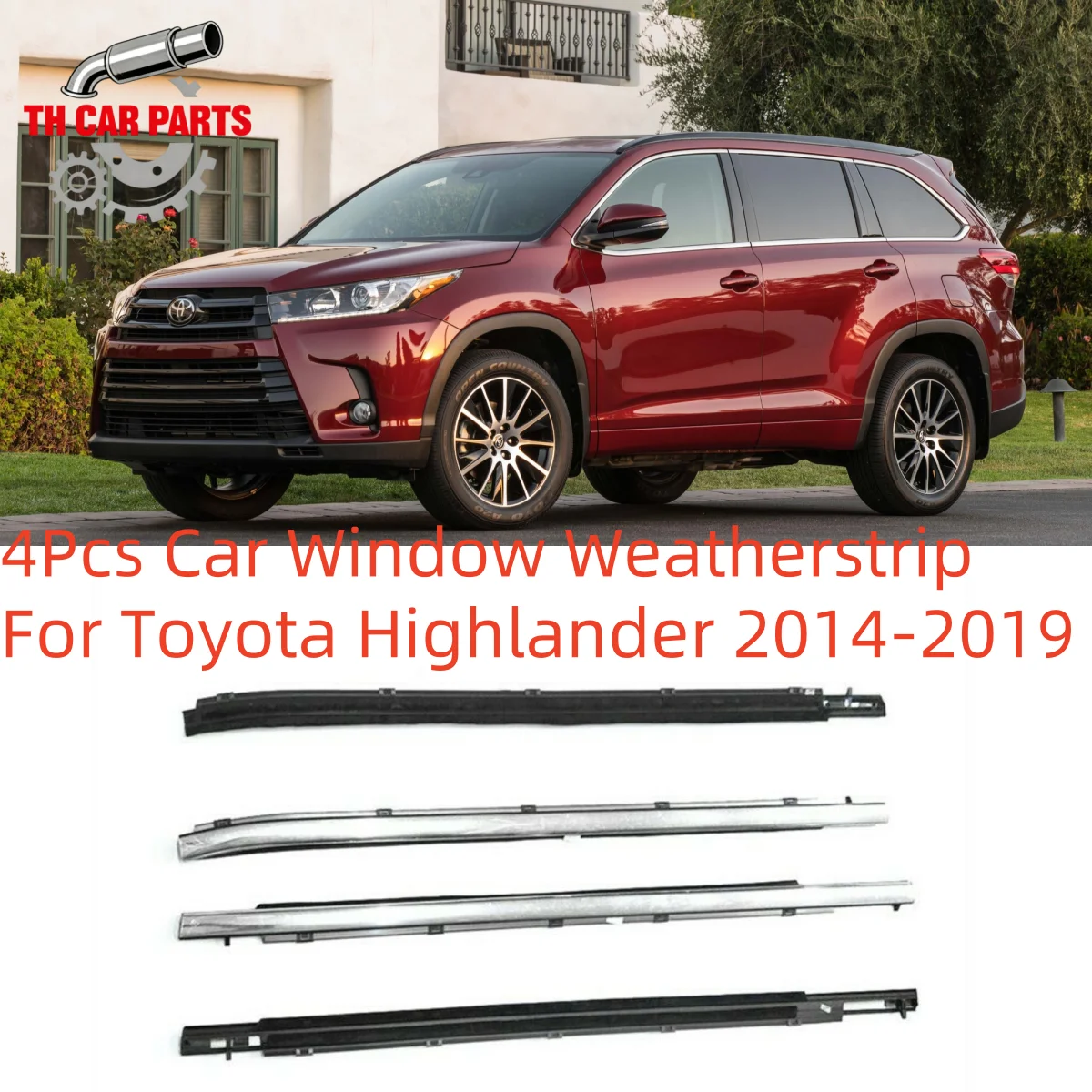 

4Pcs Car Window Weatherstrip For Toyota Highlander 2014-2019 Car Weatherstrip Window Moulding Trim 75720-0E070 75710-0E070