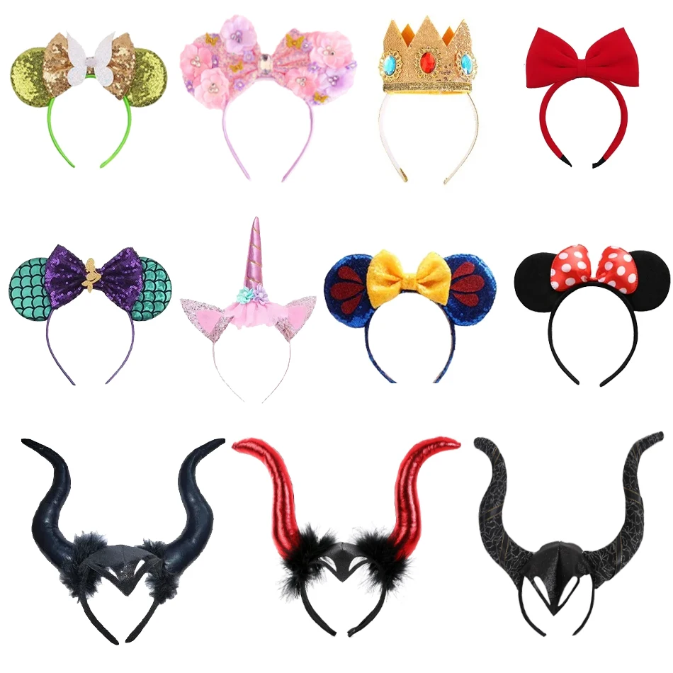 

Аксессуары для косплея принцессы для девочек, детская повязка на голову с розовым цветком, Белоснежный Единорог, Тинкербелл, персиково-красный бант, платье для волос, обруч феи