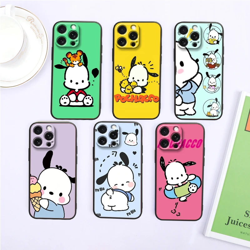 

Pom Pom Purin Cartoon For iPhone 15 14 13 12 11 XS XR X 8 7 SE Pro Max Plus Mini Black Funda Phone Case