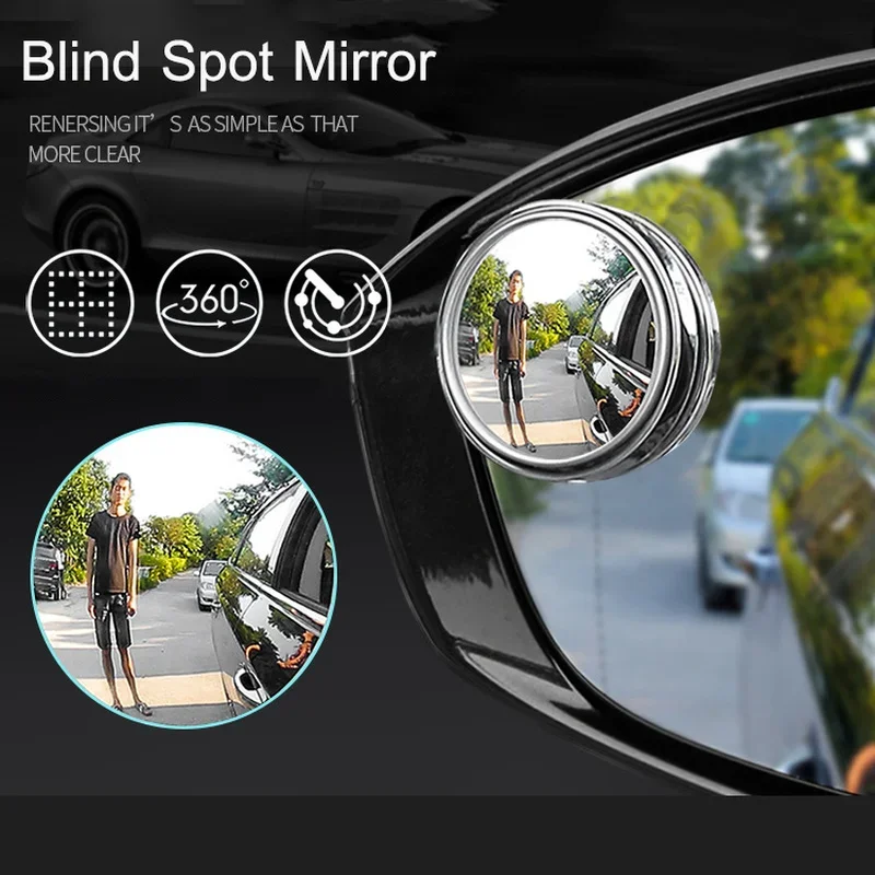 2Pcs Car Reverse Blind Spot Auxiliary Rearview Convex Mirror Wide Angle Mirrors for Tesla BMW VW Toyota Honda Nissan Volvo Mazda