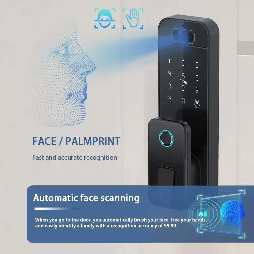 Tuya Digital Face Palm Unlocking Fingerprint Code Lock For Outdoor Gate Waterproof Tuya Wifi Samrt Electronic Lock For Home