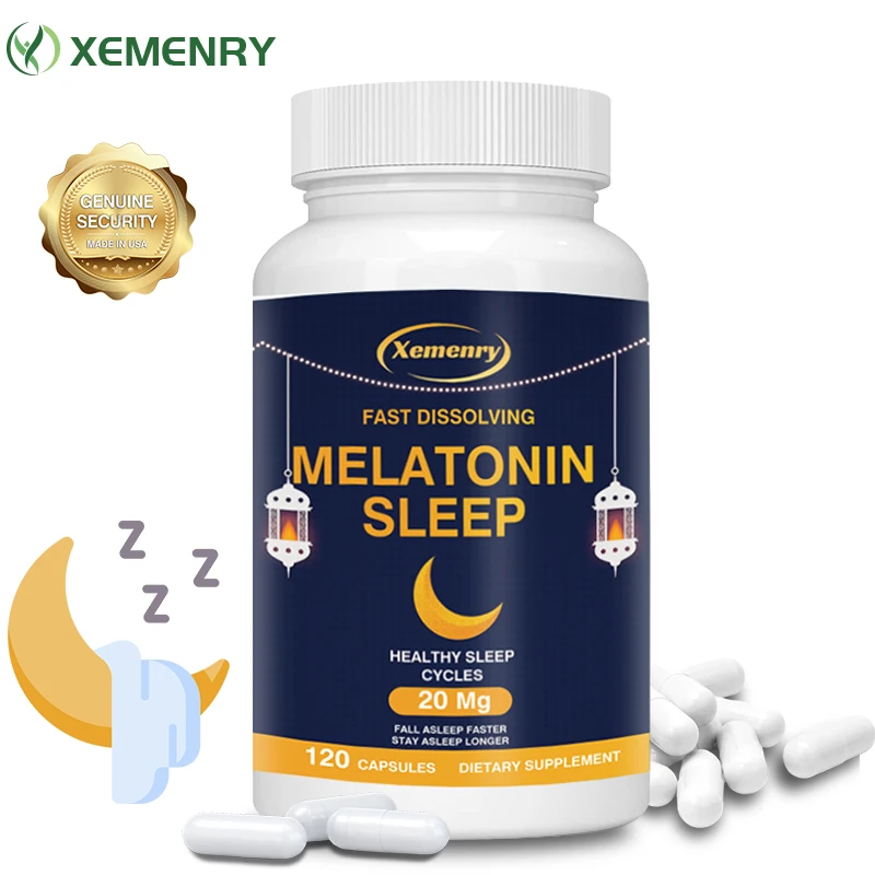 Melatonina-20 Mg de disolución rápida, 120 cápsulas | Ayuda para dormir por la noche para un mejor sueño, Vegano, sin transgénicos