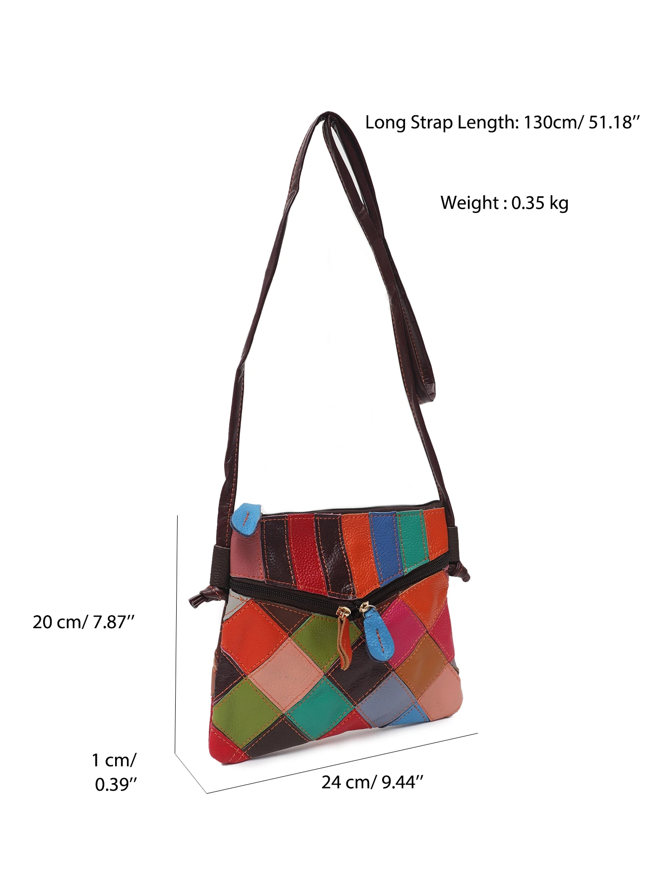 SC Vintage Real Leather Messenger for Women Random Color Patchwork Square Zipper Retro Lamb Skin Shoulder Handbags Purses Casual