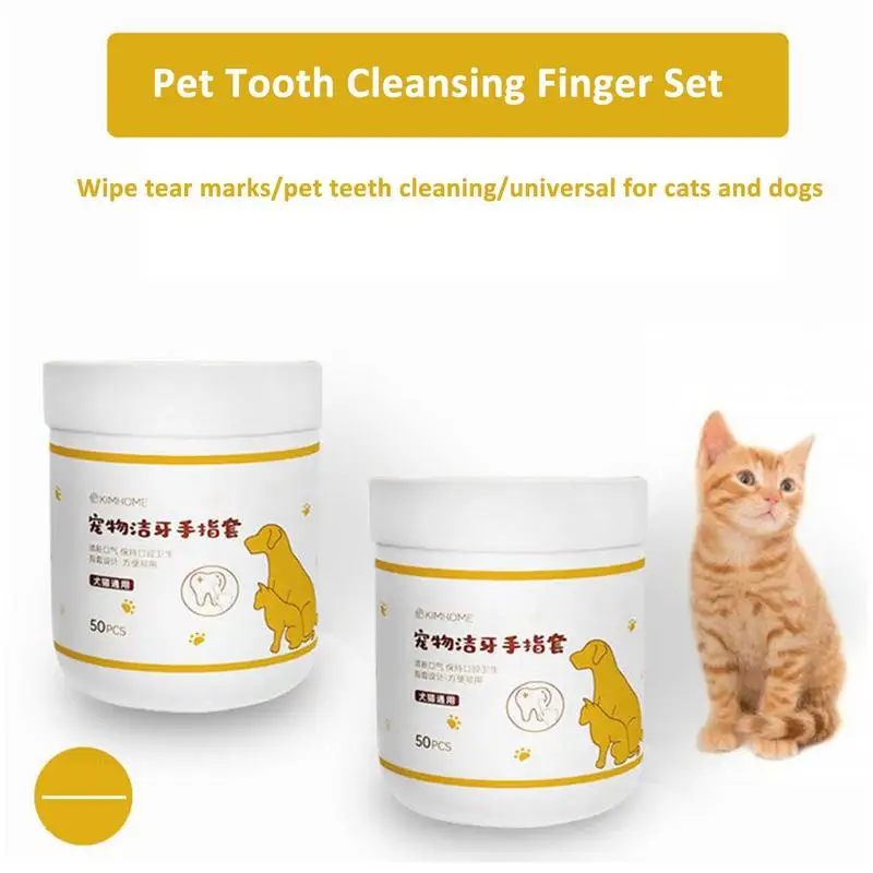 Dog Finger Wipes Pet Cleaning Dental Whitening Brush Health Care Safe Cat Teeth Wipes Oral Hygiene Remove Stains Pet Grooming