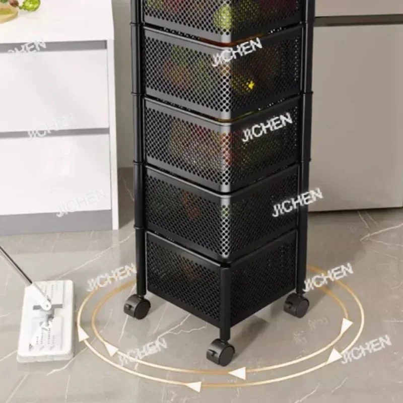 

HUNAN портативная вращающаяся кухонная тележка, домашняя вспомогательная тележка с колесами, многофункциональная кухонная тележка для хранения фруктов и овощей