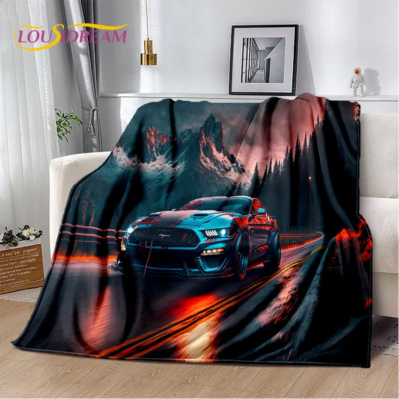 Classics F-Ford GTR Mustang Car 3D Blanket,Soft Throw Blanket for Home Bedroom Bed Sofa Picnic Travel Office Cover Blanket Kids