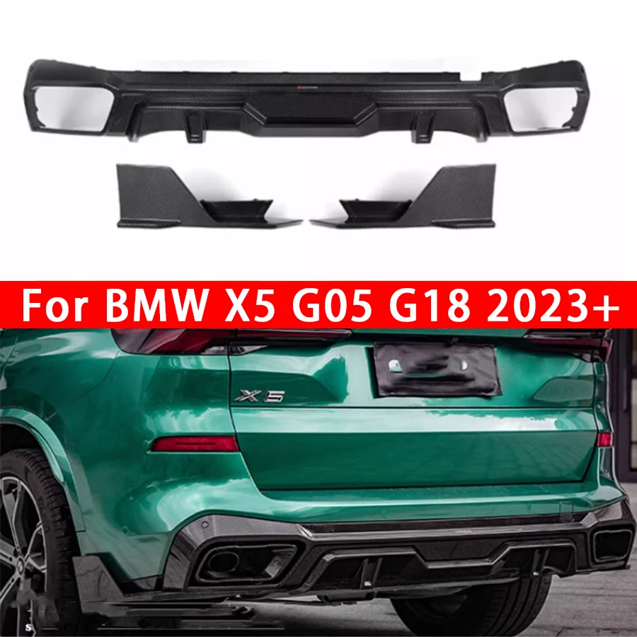

Задняя губа ДЛЯ BMW серии X5 G05 G18 2023 + Диффузор для заднего бампера из углеродного волокна, задние разветвители, спойлер, задняя губа, шунт, комплект кузова