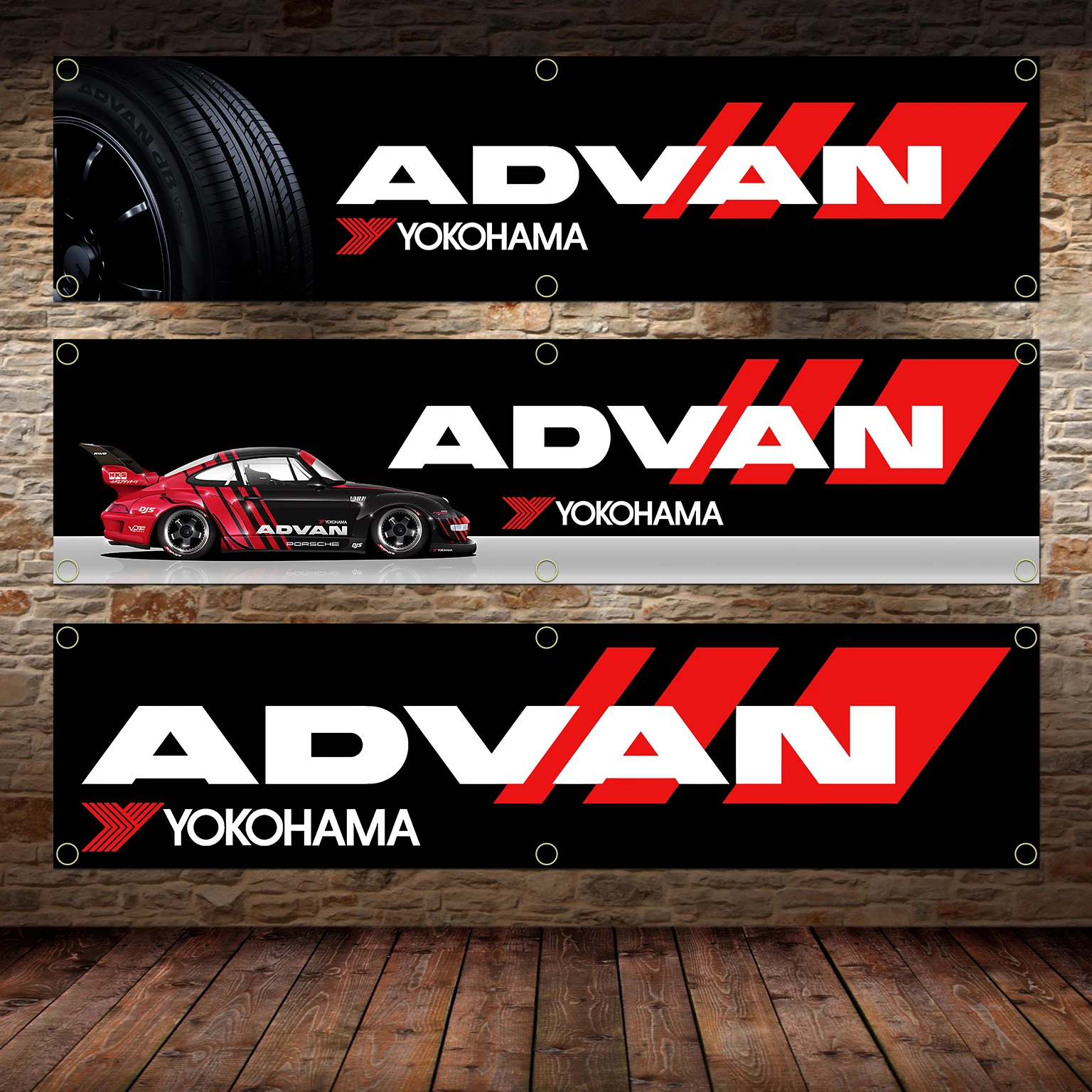 60X240cm Banner A-ADVANs WHEEL Flag Polyester Printed Garage Wall Art Outdoor Decorations Tapestry With Brass Grommets