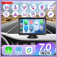 Hippcron Radio Multimedia para Auto con Pantalla Táctil IPS de 7 Pulgadas, Reproductor de Video, CarPlay Inalámbrico, Android Auto, Bluetooth, Portátil, Universal de 12-24V
