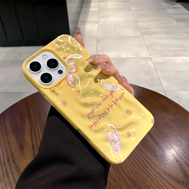 Silikon-Handyhülle für iPhone Air 17 16 Plus 15 14 13 12 11 Pro Max Vollkantenschutz Stoßfest Niedliches Schmetterlingsmuster Cover