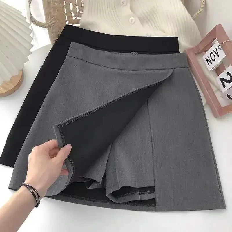 

Chic Slim Fit A-Line Skirts Women Korean Style High Waist Split Mini Skirt Woman Simple Casual Office Shorts Skirts Female New