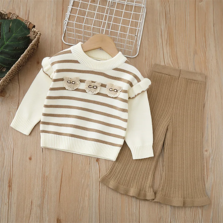Fall Winter Sweater 2PCS SETS Chic kids' sets and outfits for Adorable Little Girls Knit Everyday Outfit