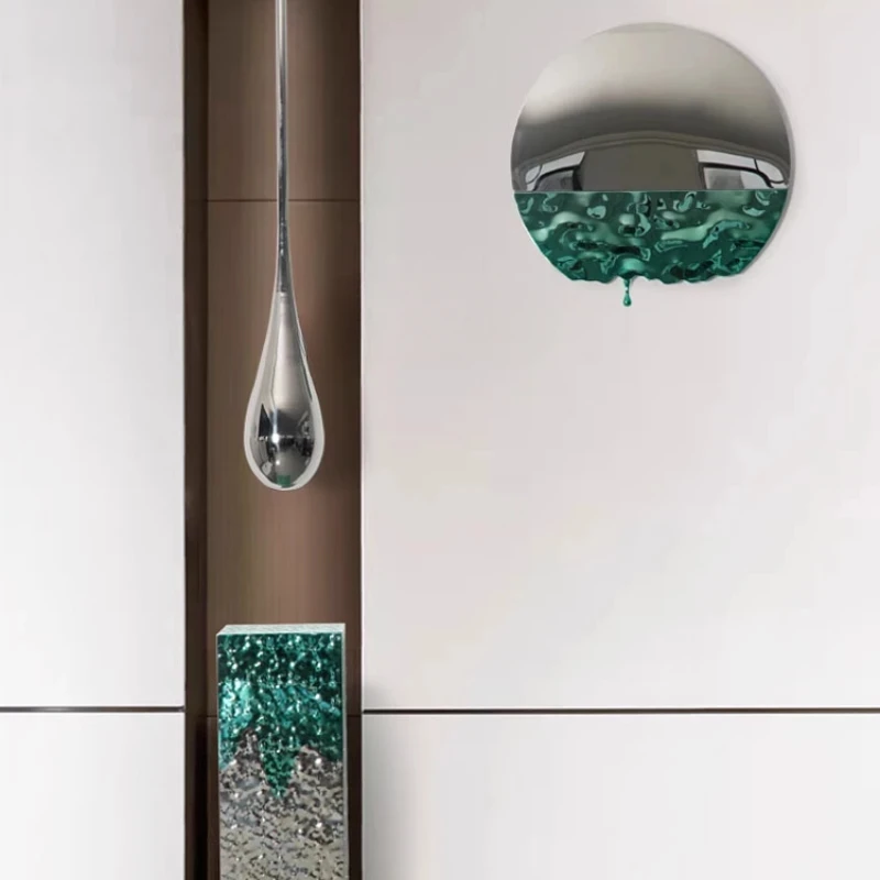 

TQH sky ceiling pendant ktv hotel lobby art sculpture water drop ceiling ornament stainless steel base ornament