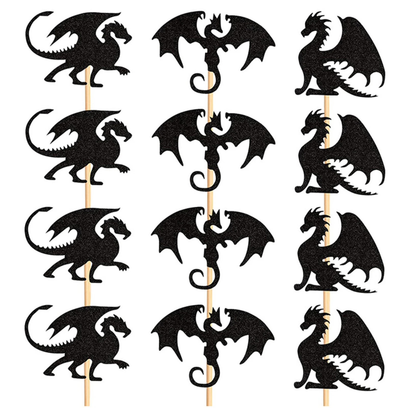 Dragon Cake Toppers 24 Pcs Dragon Cupcake Toppers DIY Set Birthday Party Decorations For Dragon Birthday Fantasy Party Supplies