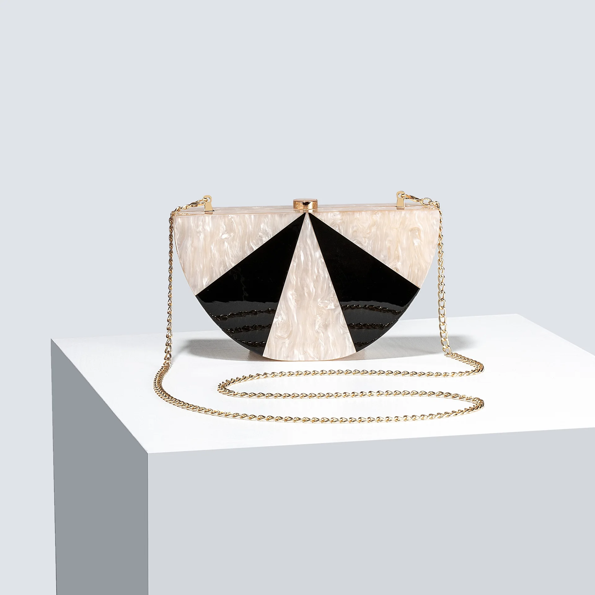 Half Room Striped Color Acrylic Box Clutches Women Shoulder Messenger Party Clutch Purse Evening Party Girl Lady Mini Bag