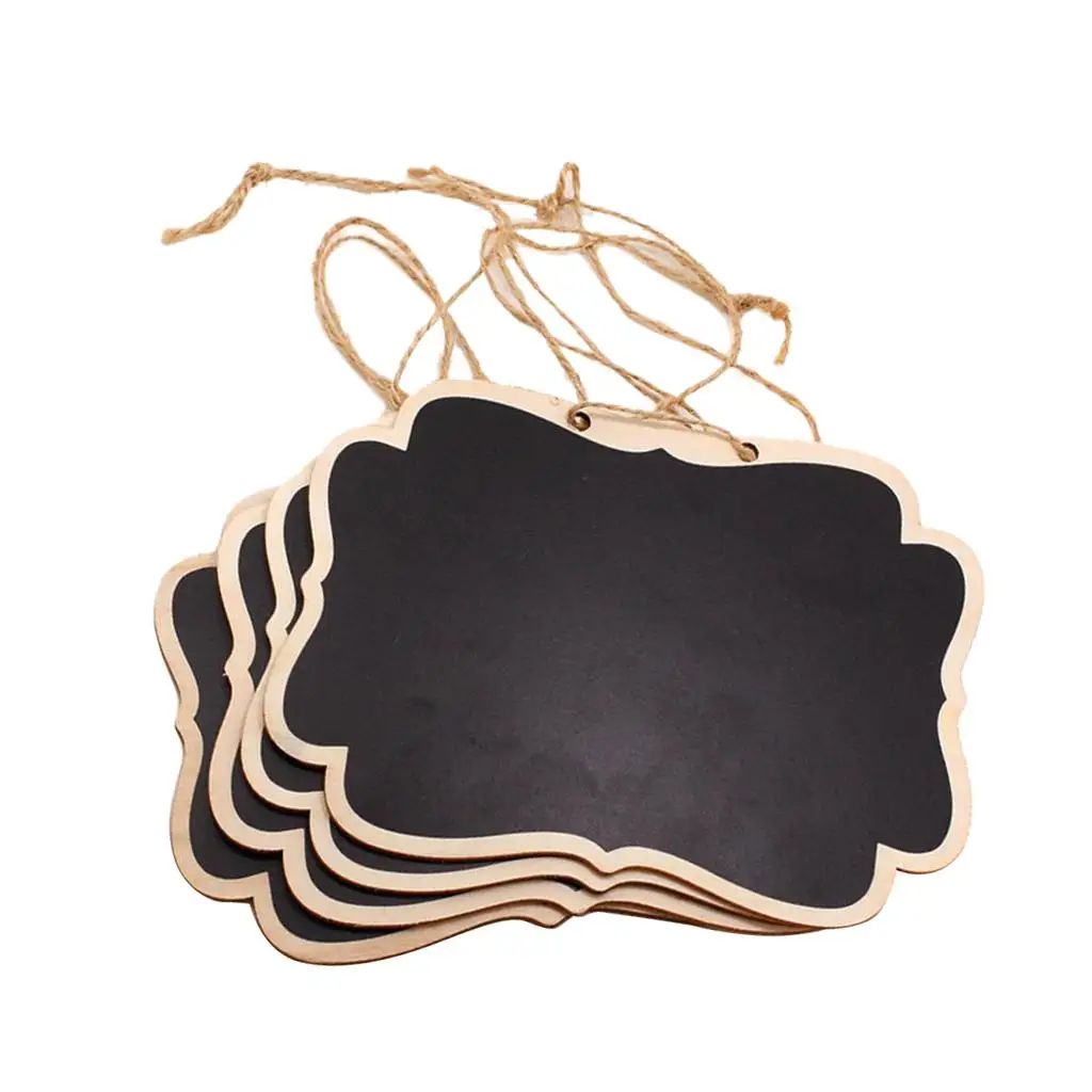 Set of 4 Wooden Mini Blackboards for Wedding Party Decor - 16x12cm