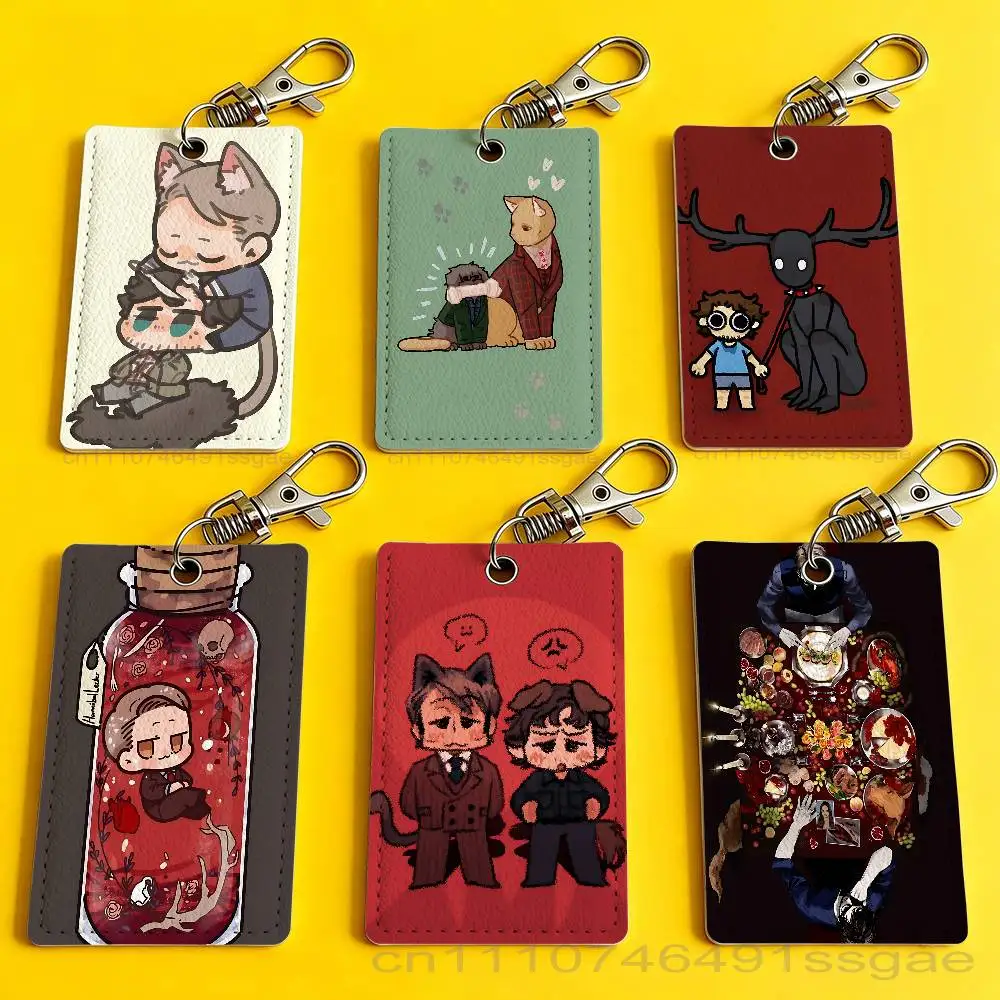 

H-HannibalS and Will Chibi Badge Holder Keychain For Bank Business Work Card Holder Student Card Protective Case Bus Card