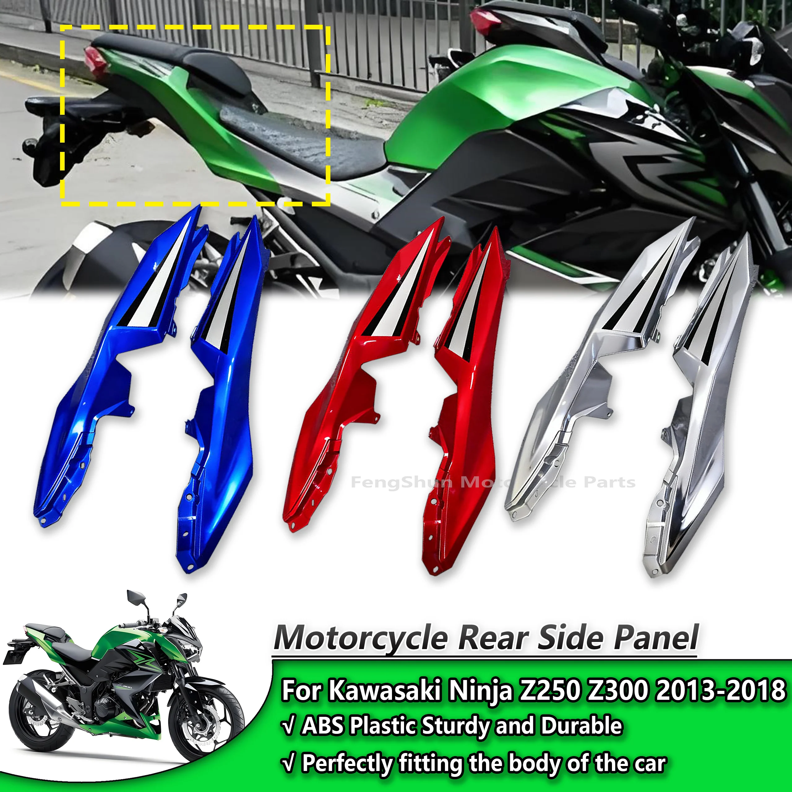 Para Kawasaki Z250 Z300 NINJA250 NINJA300 ninja250 2013-2018 Panel lateral trasero carenado asiento trasero cubierta de Panel lateral ninja z300 z250