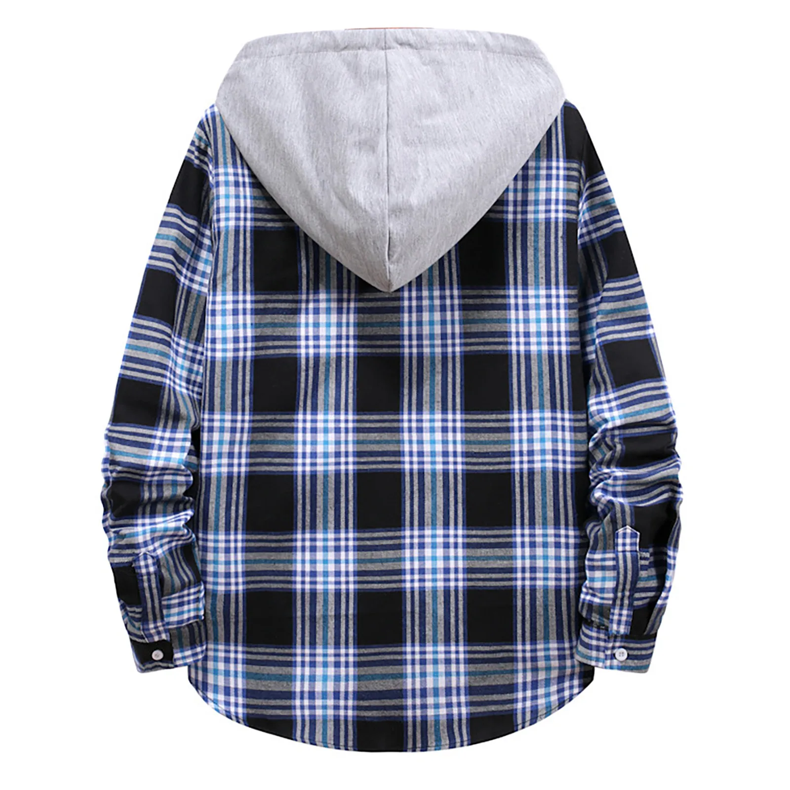 Casual Plaid Hooded Shirts Oversized Men\'S Clothes European American Style Handsome Holiday Checked Outwear Splicing Hoodie