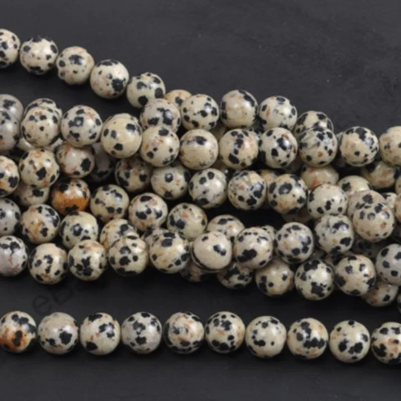 Dalmatian Jasper Loose Beads Natural Gemstone Smooth Round for Jewelry Making