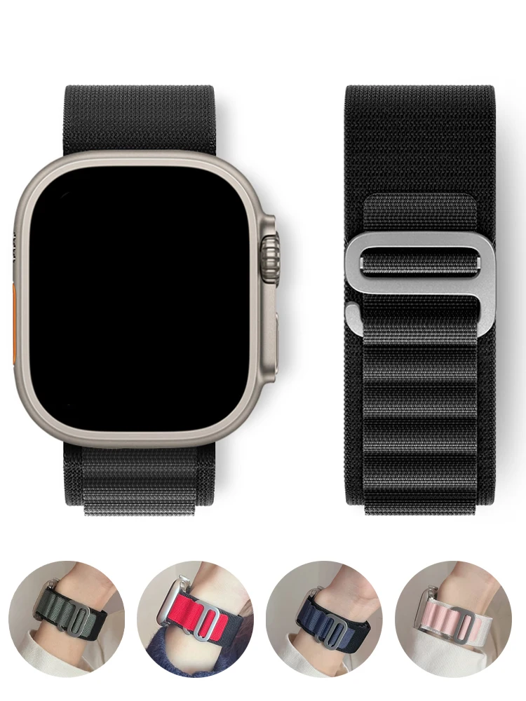 جبال الألب حلقة حزام لساعة أبل الترا 2 الفرقة 49 مللي متر 44 مللي متر 40 مللي متر 45 مللي متر 41 مللي متر 46 مللي متر 42 مللي متر سوار iWatch سلسلة 10 SE 9 8 7 6 5 4 العصابات