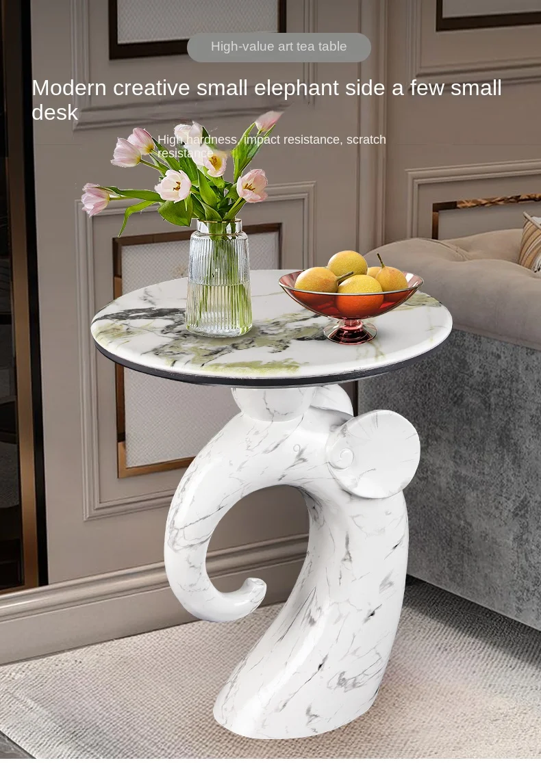 Home Decor Elephant Statue Side Tables Living Room Round Tea Table Bedroom Bedside Table Creative Animal Sculpture Coffee Tables