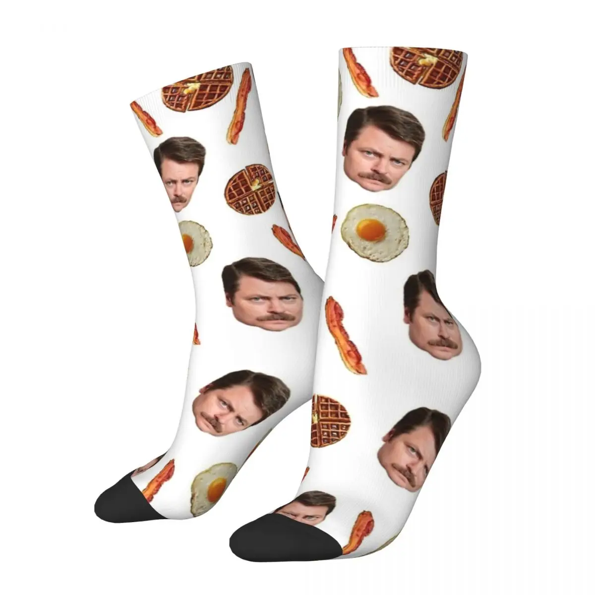 Cool All The Bacon And Eggs Basketball Socks Polyester Crew Socks for Women Men Breathable