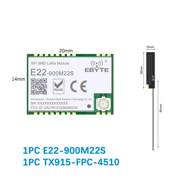 

Беспроводной приемопередатчик SX1262 LoRa 868 МГц 915 МГц CDSENET E22-900M22S 22 дБм 7 км SMD TCXO приемник-передатчик радиочастотный модуль