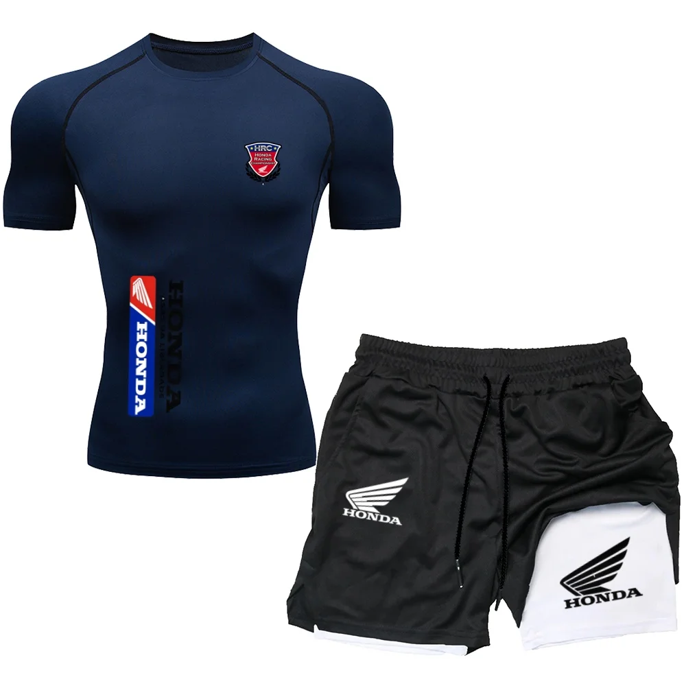 

N Men's Basketball Compression 2PCS Set Quick Dry T-Shirt + Shorts For Training Workout