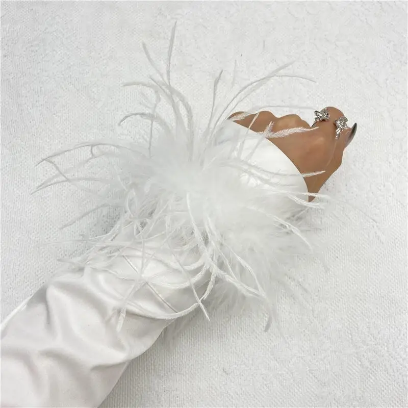 Straußenfedern Manschettenarmband für Damen Accessoires Modeschmuck Armbänder Brautjungfern Geschenk Schmuck Federn Manschetten-Fußkettchen – Detail 3