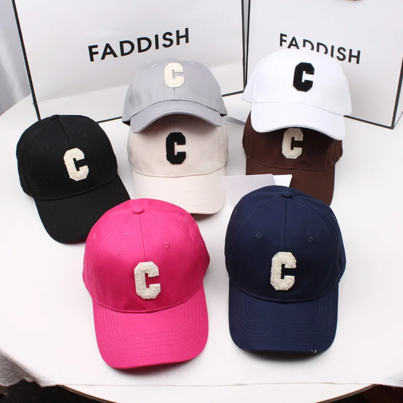 

New trendy baseball cap, women's letter C soft top duckbill cap, versatile casual sun hat, soft top trendy brand hat