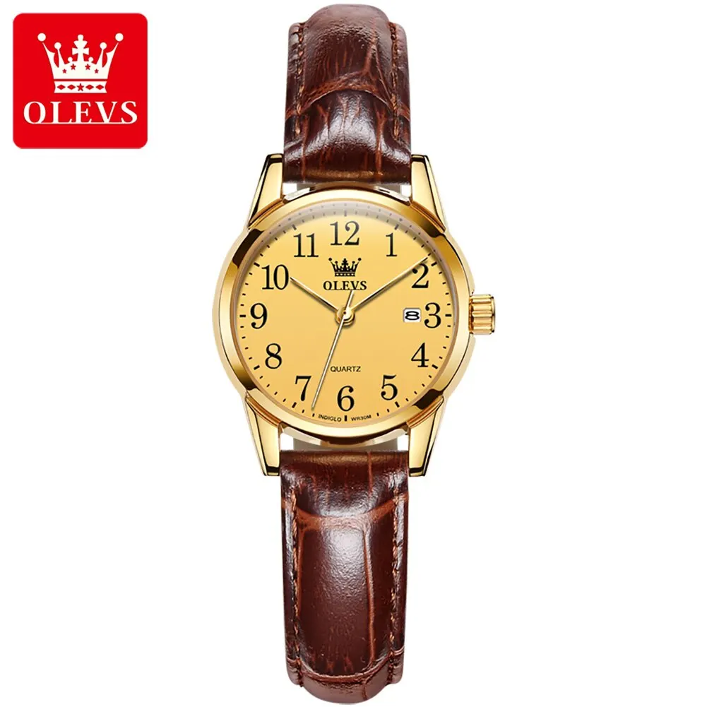 OLEVS Top Brand Women Quartz Watches Waterproof Leather Strap Fashion Ultrathin Women Watch Date Ladies Clock Relógio Feminino