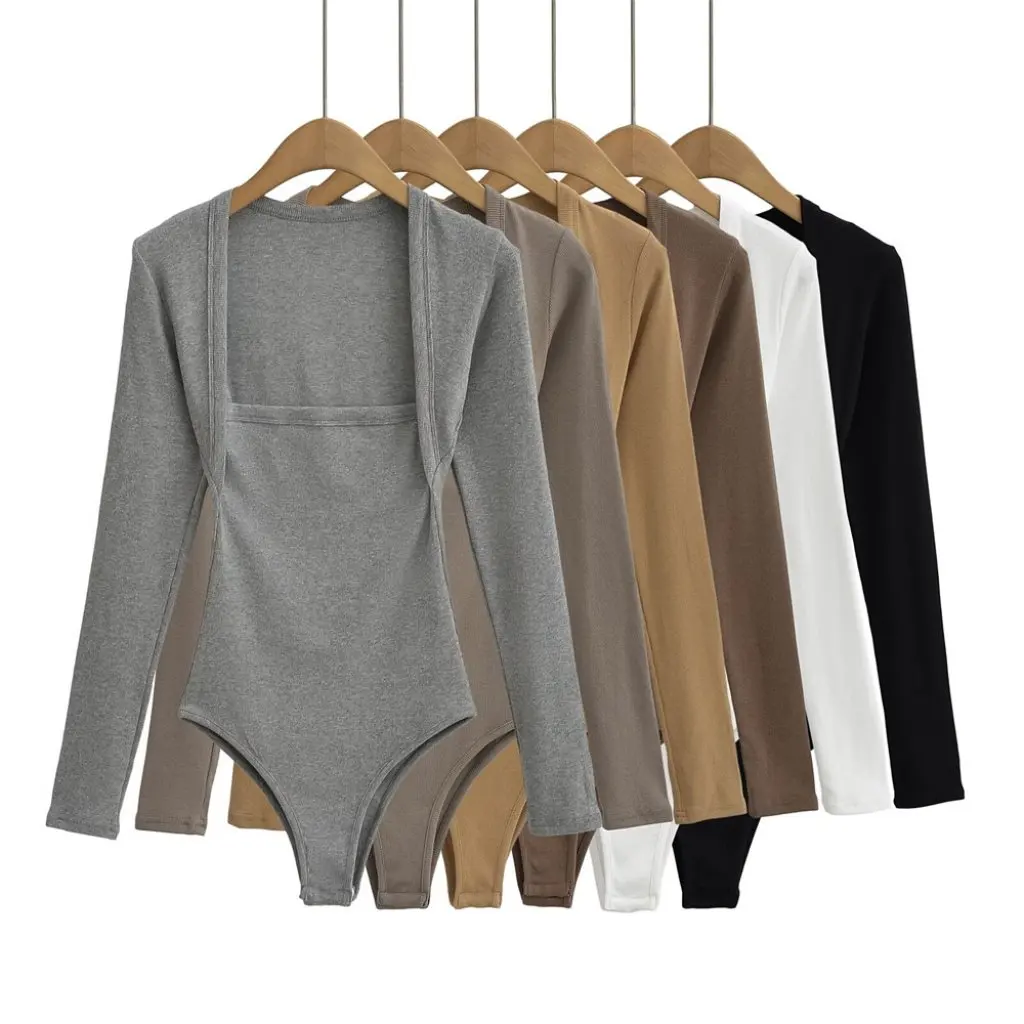 

YPFF женская сексуальная футболка с длинными рукавами и запахом плеч в европейском и американском стиле, утягивающий топ с квадратным воротником на весну