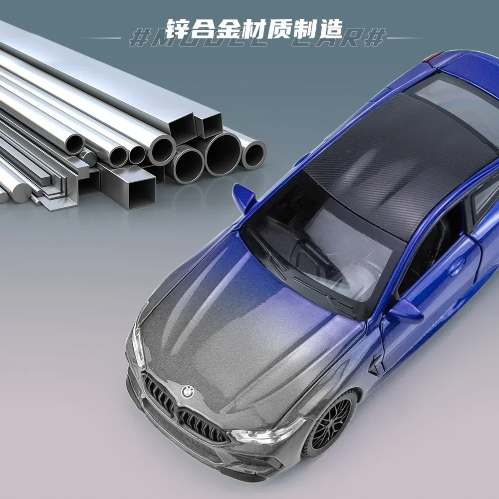 1:32 BMW M8 سيارة رياضية عالية محاكاة دييكاست سبيكة معدنية نموذج سيارة ضوء الصوت التراجع جمع الاطفال لعبة الهدايا H23 Miniatu