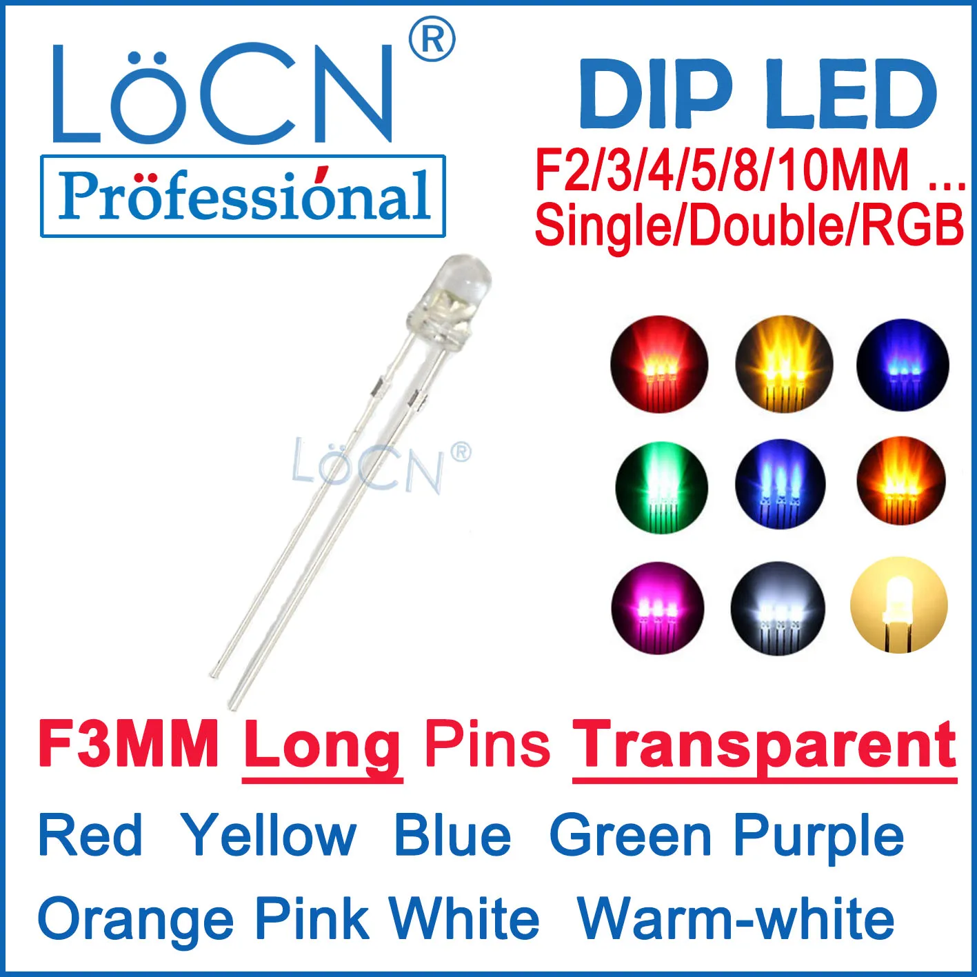

LoCN 1000 шт. F3 3 мм теплый белый красный желтый синий зеленый фиолетовый оранжевый розовый Прозрачная Круглая головка длинные штифты 28 мм 26-28 мм