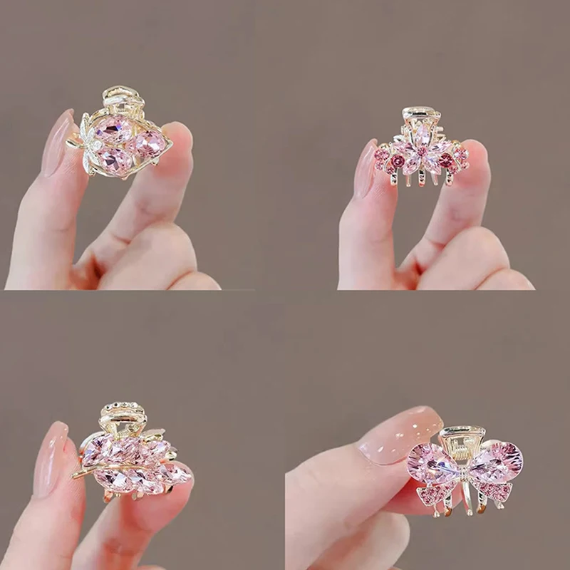 

Fashion Mini Crab Metal Hair Clips Small Hair Accessories For Women Girl Pink Rhinestones Flower Bow Hair Pin Side Bangs Clip