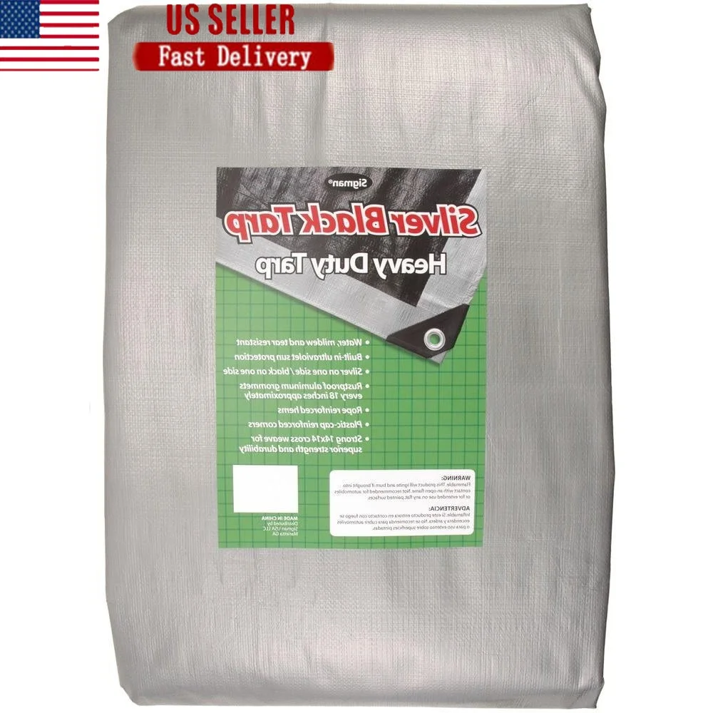 

10x12 серебристый, черный, сверхмощный брезент, устойчивый к ультрафиолетовому излучению, усиленные строительные втулки, поливеревка, оттенки, защита от влаги, навес