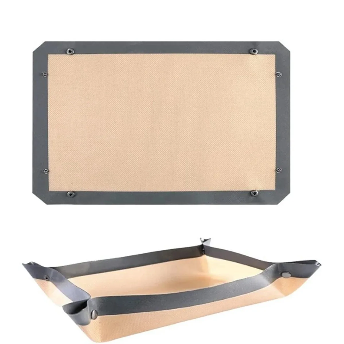 Tapis de cuisson en silicone avec boucle, anti-adhésif, étanche, pour four, avec coins à bouton-pression, plaque de cuisson haute température pour biscuits